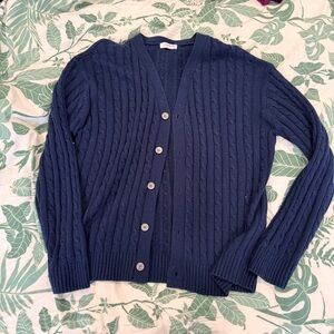 Navy Blue Cable Knit Cardigan